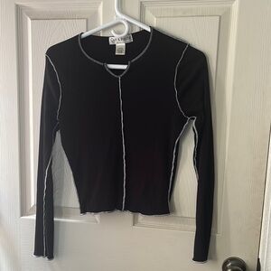 Urban Outfitters Black Fitted Long Sleeve Tee